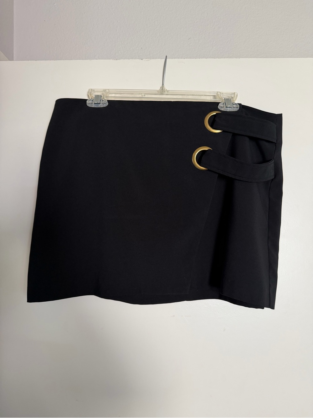 K/Lab Black Mini Skirt with Gold Ring Accents